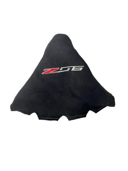 Black Leather/ Suede Shift Boot Cover with Embroidery For Chevy Corvette C5 Z06 2001-2004