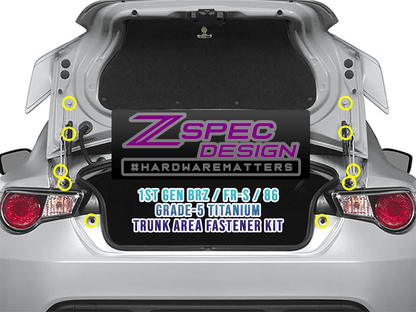 ZSPEC Trunk Dress Up Bolts® Kit for '13-21 Scion FRS, Subaru BRZ, Toyota 86, Titanium