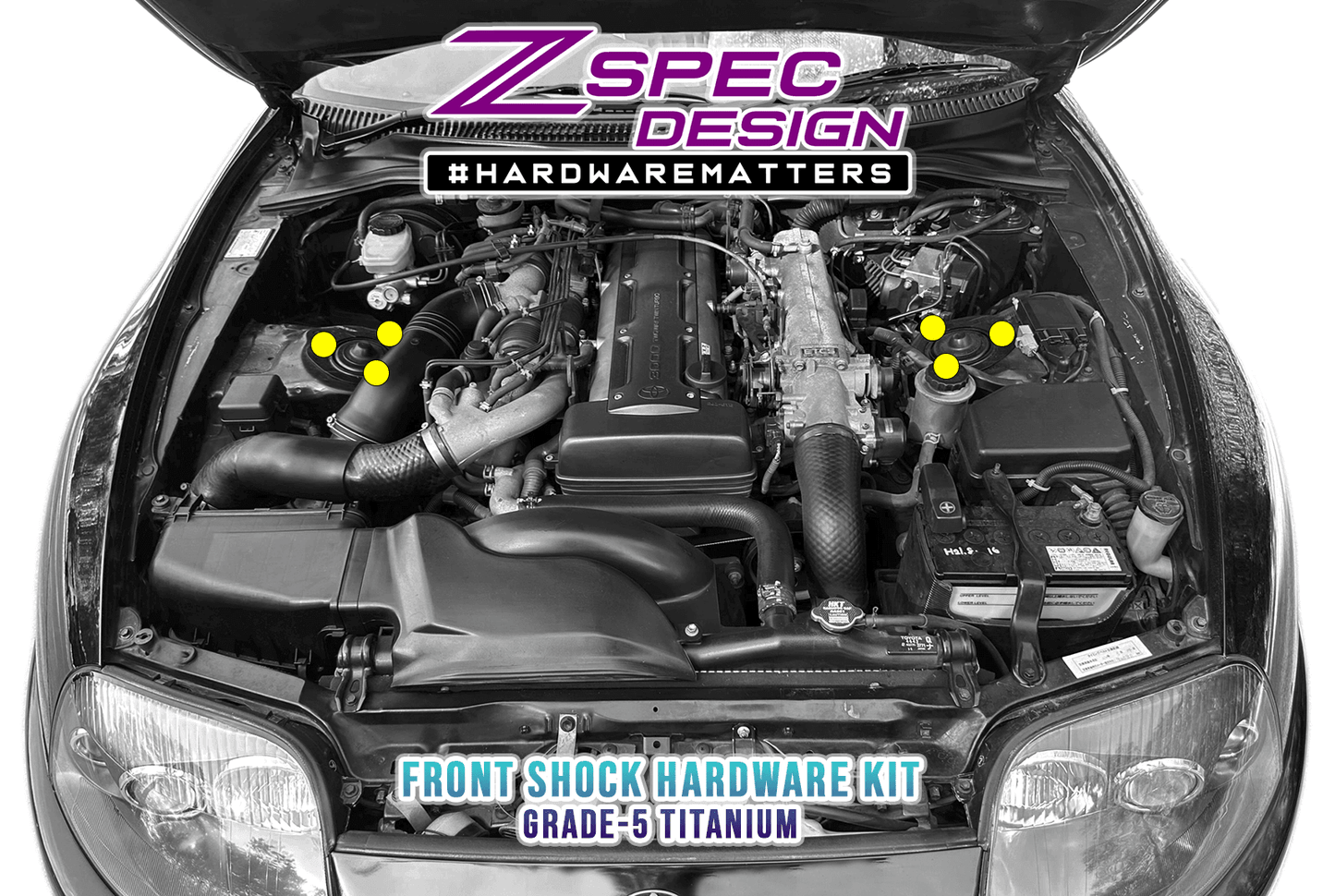 ZSPEC Front Shocks Fastener Kit for '93-02 Toyota Supra MKIV, Titanium