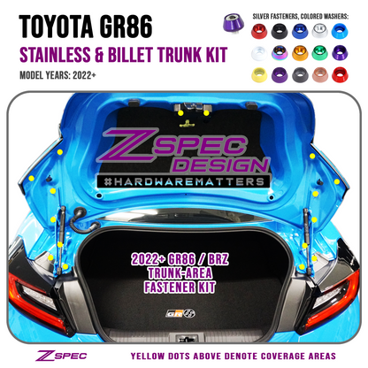 ZSPEC Stage-3 Dress Up Bolts® Fastener Kit for '22+ Toyota GR86 & Subaru BRZ, Stainless & Billet
