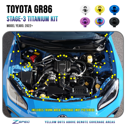 ZSPEC Stage-3 Dress Up Bolts® Fastener Kit for '22+ Toyota GR86 & Subaru BRZ, Titanium