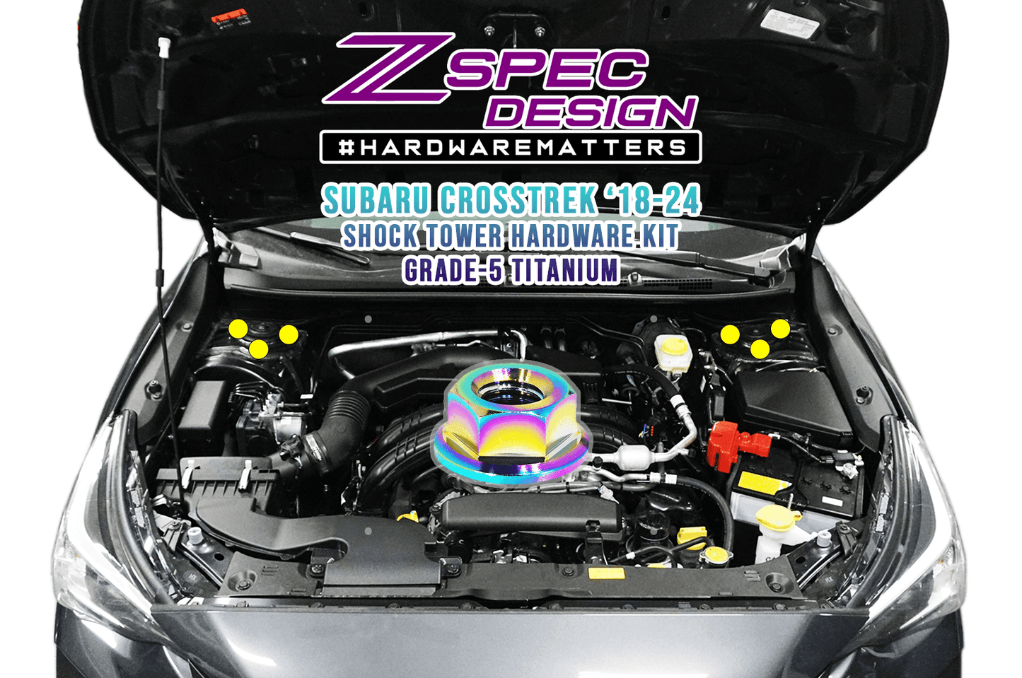 ZSPEC Front Struts Fastener Kit for '18-24 Subaru CrossTrek, Titanium Grade-5, Six Nuts
